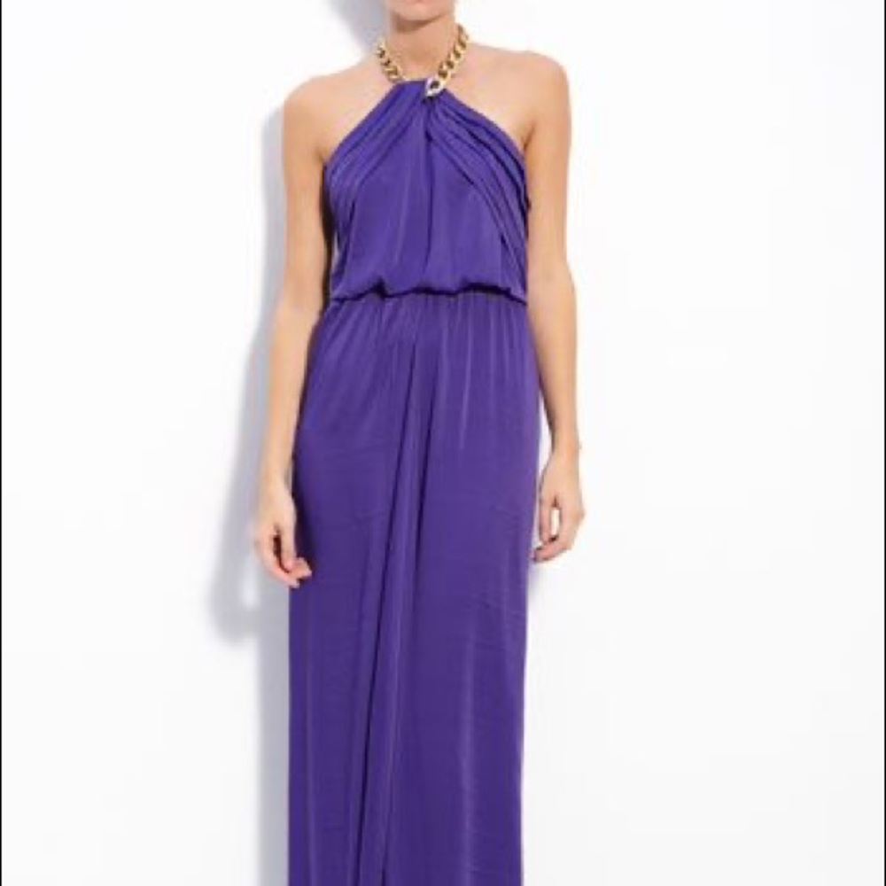BCBG Chain Strap Crepe Halter dress